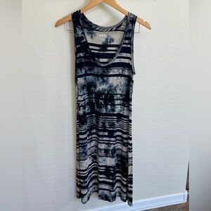 Three Dots Navy and Gray Striped Tie-Dye Tank Dress, Like New, Size Small